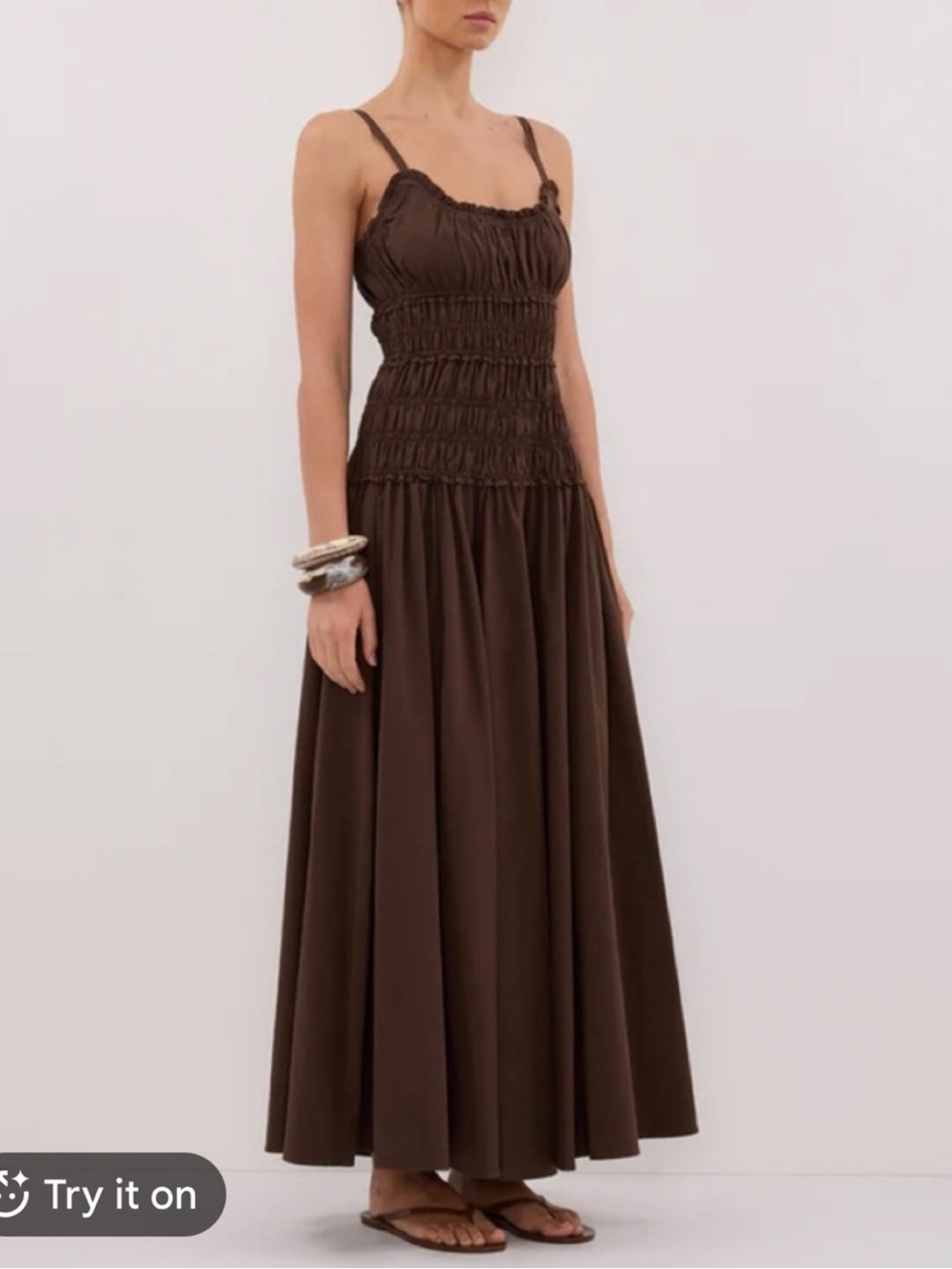 Caroline Constas Smock Ruffle Maxi Dress Size M